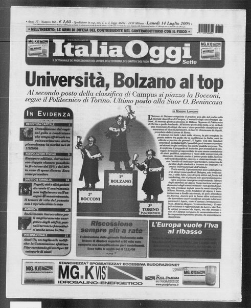 Italia oggi : quotidiano di economia finanza e politica